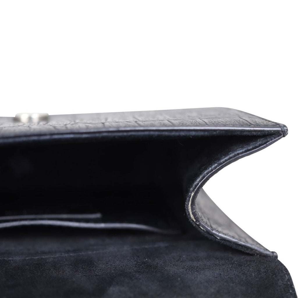 Saint Laurent Kate Tassel Chain Bag Small Croc-Embossed