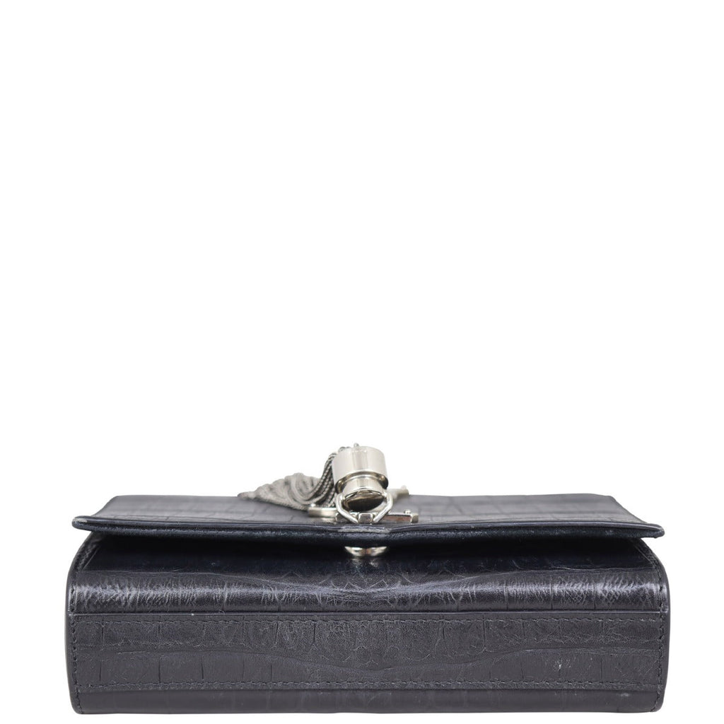 Saint Laurent Kate Tassel Chain Bag Small Croc-Embossed