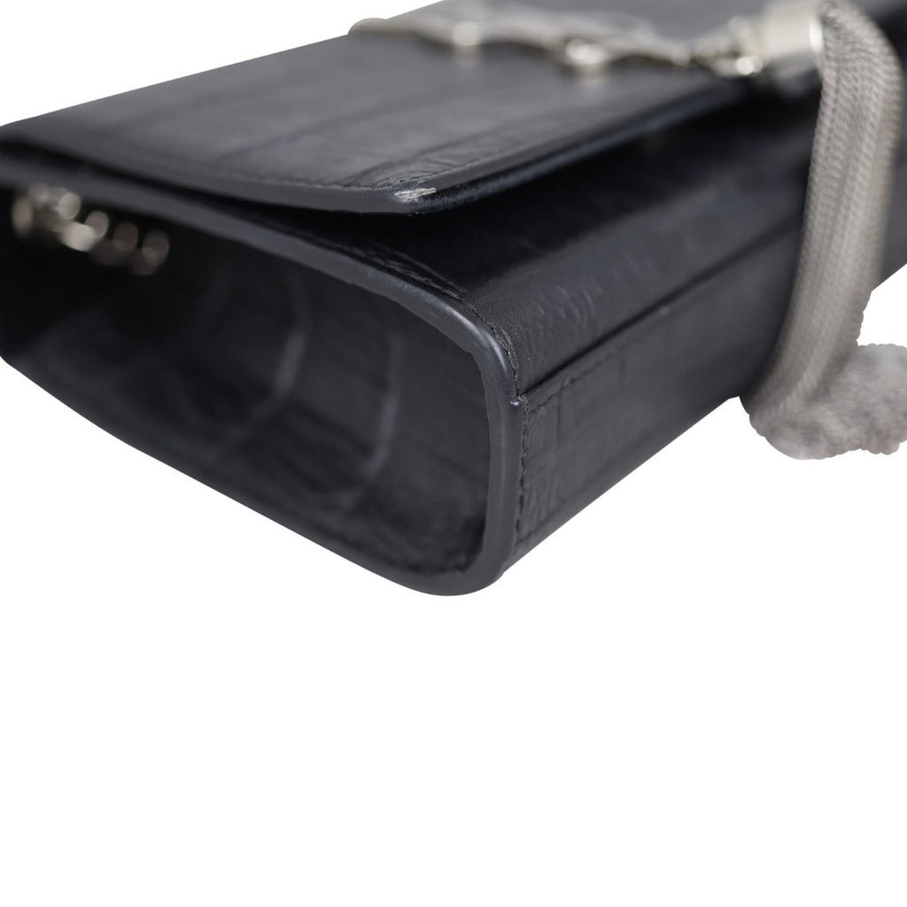 Saint Laurent Kate Tassel Chain Bag Small Croc-Embossed