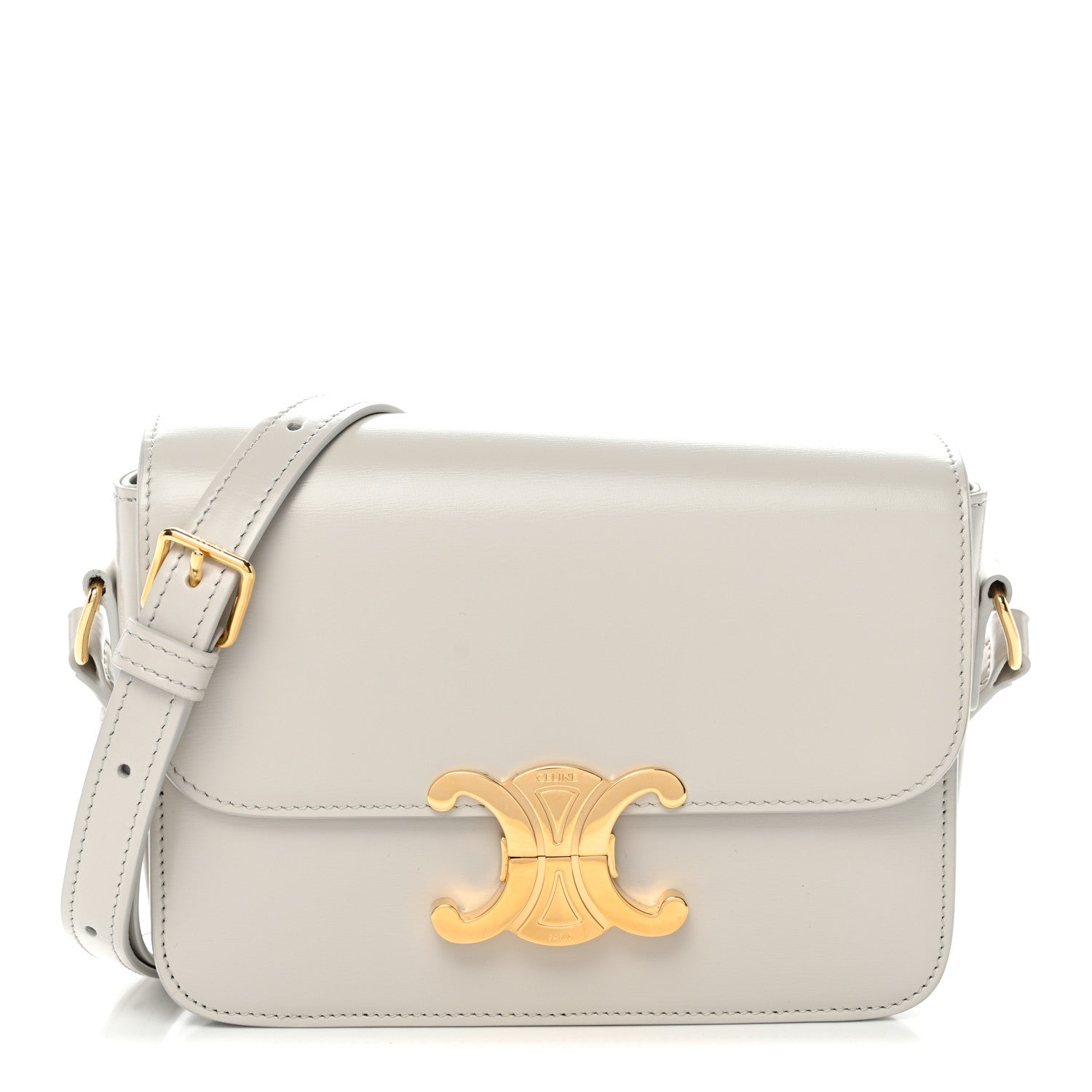 Shiny Calfskin Teen Triomphe Chalk