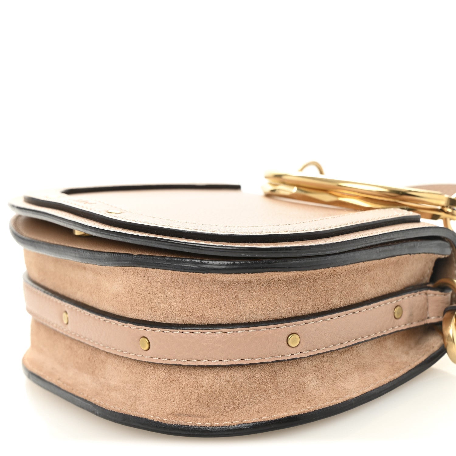 Calfskin Suede Small Nile Bracelet Bag Biscotti Beige