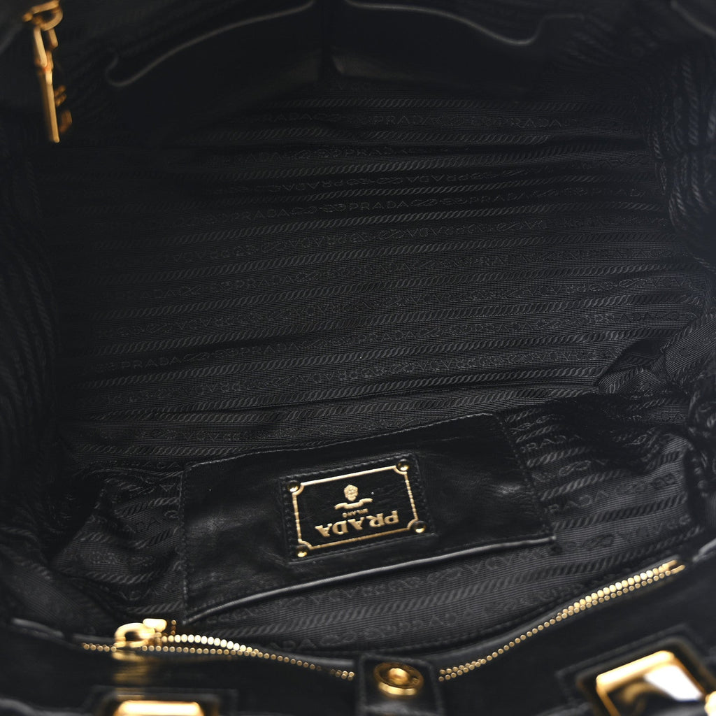 Nappa Gaufre Top Handle Satchel Black