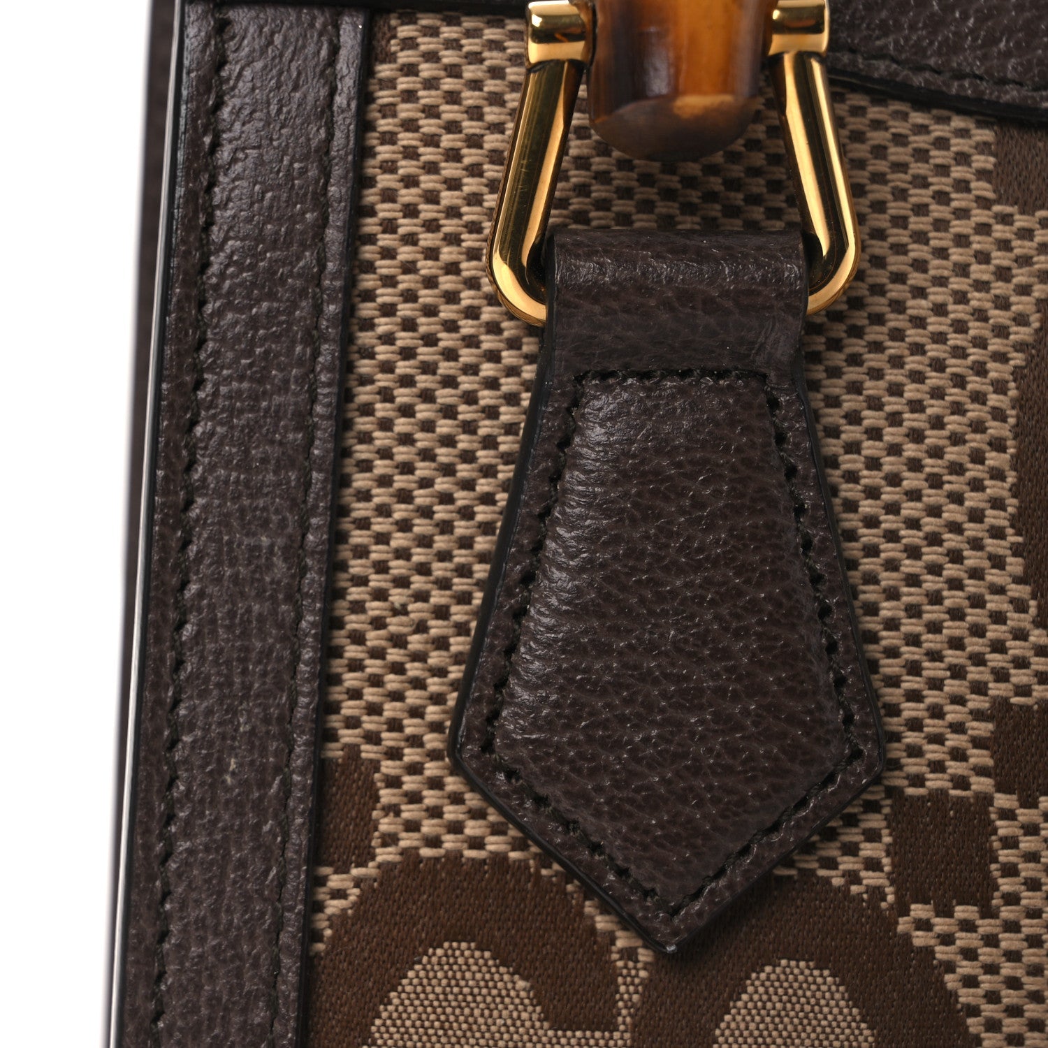 Monogram Jumbo GG Textured Dollar Calfskin Mini Diana Tote Bag Camel Ebony New Acero