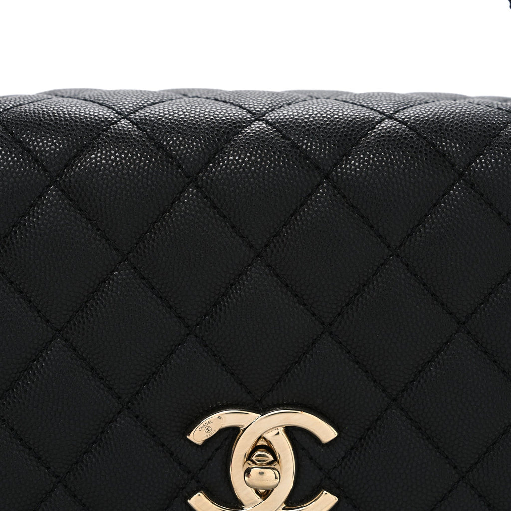 Caviar Quilted Small Coco Handle Flap Black