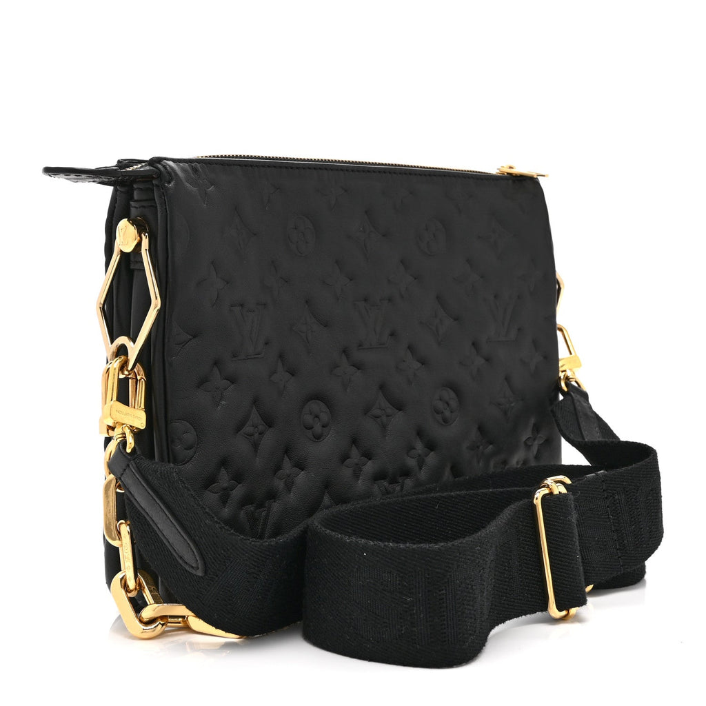 Lambskin Embossed Monogram Coussin PM Black