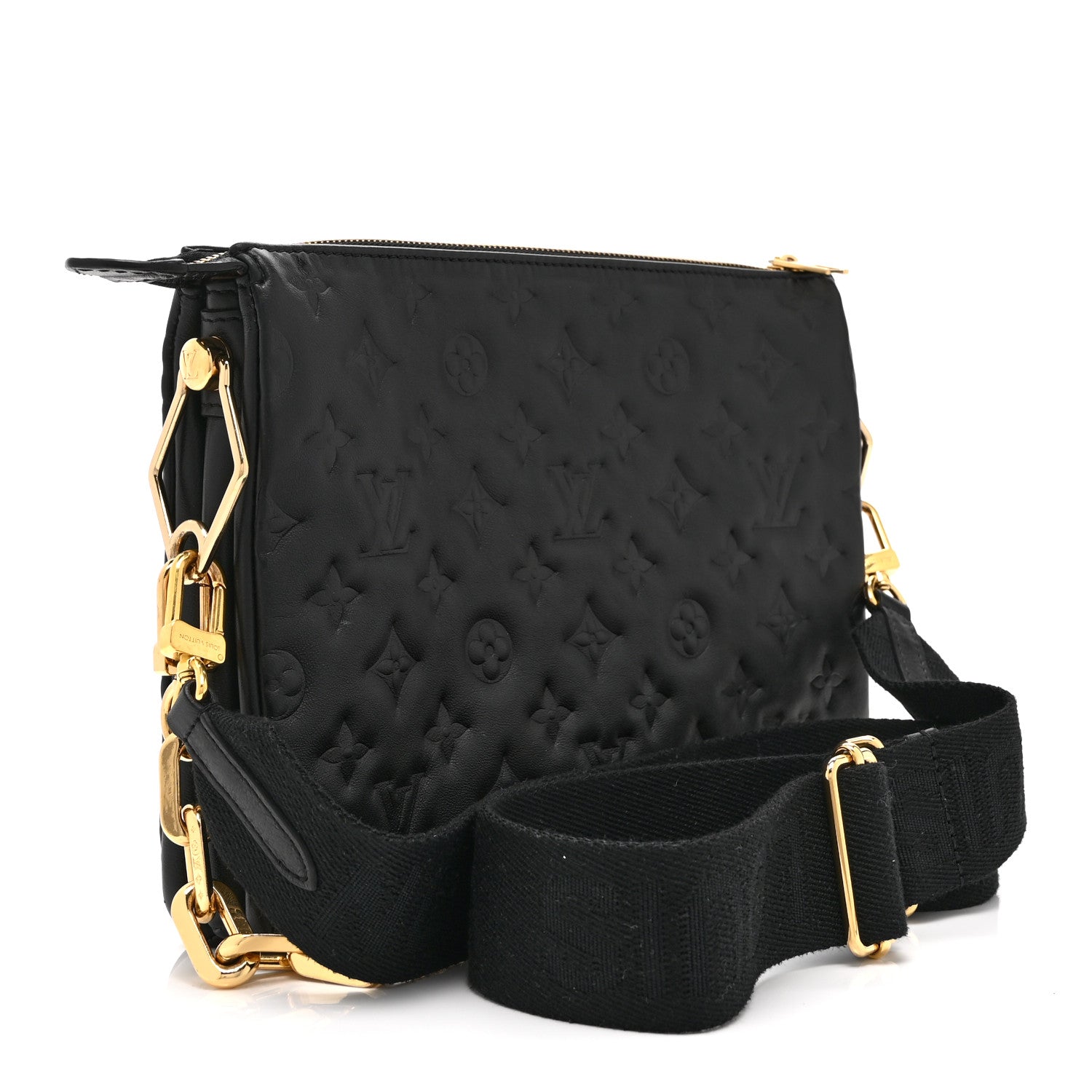Lambskin Embossed Monogram Coussin PM Black