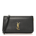 Grained Calfskin Monogram Phone Holder Crossbody Black