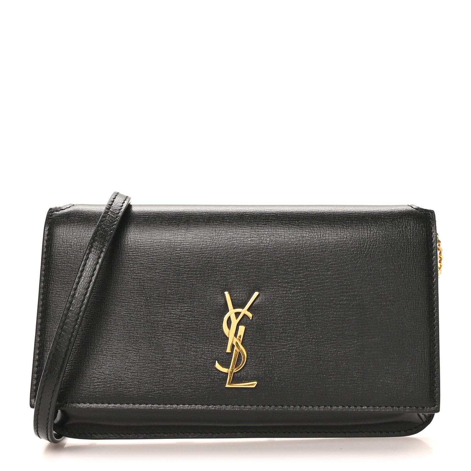 Grained Calfskin Monogram Phone Holder Crossbody Black