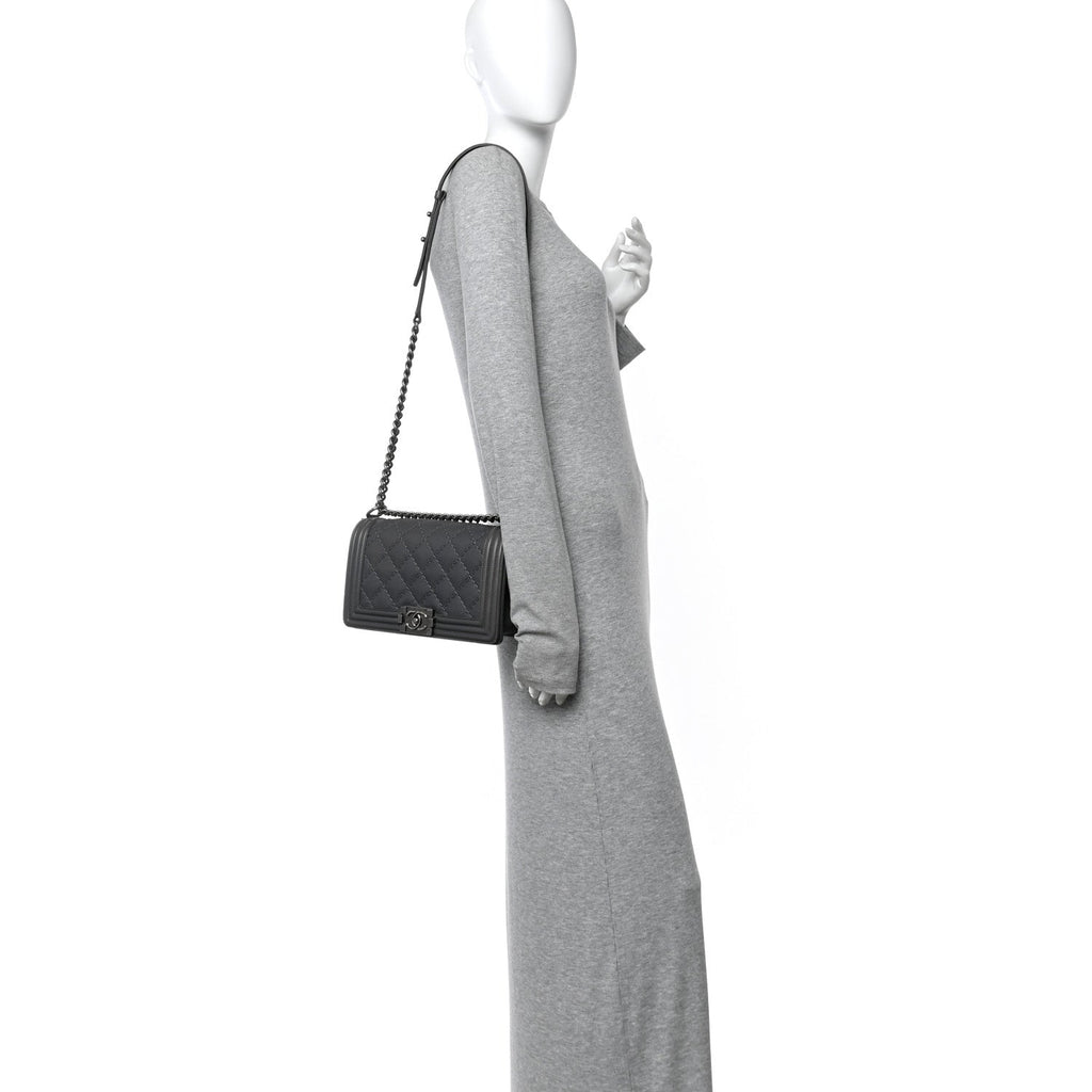 Calfskin Double Stitch Medium Boy Flap Grey