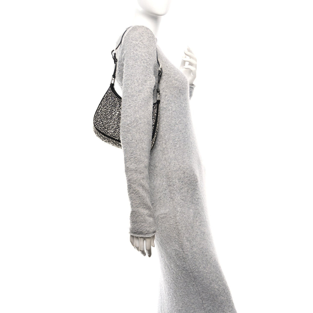 Satin Crystal Cleo Adjustable Strap Shoulder Bag Metal