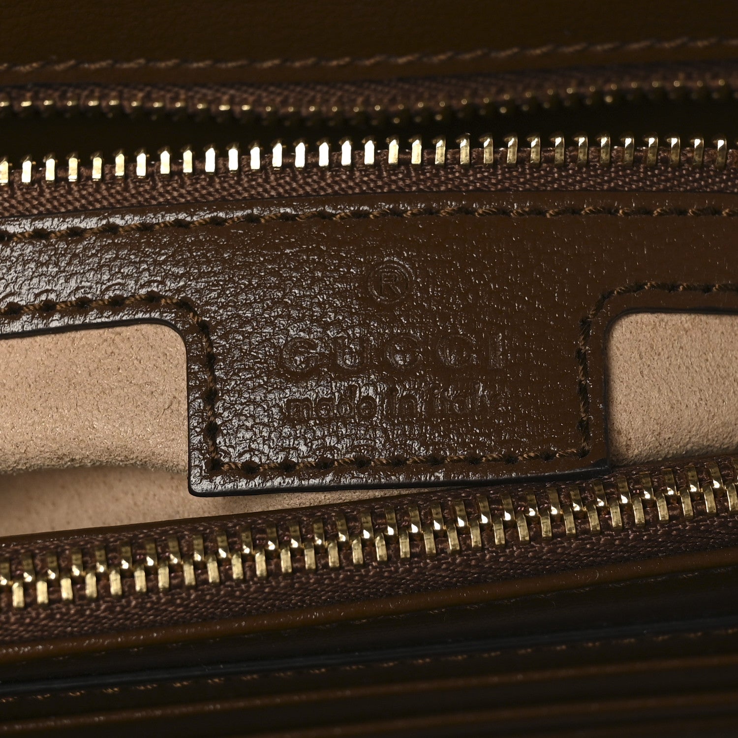 GG Supreme Monogram Calfskin Medium Horsebit 1955 Top Handle Bag Beige Ebony Brown Sugar