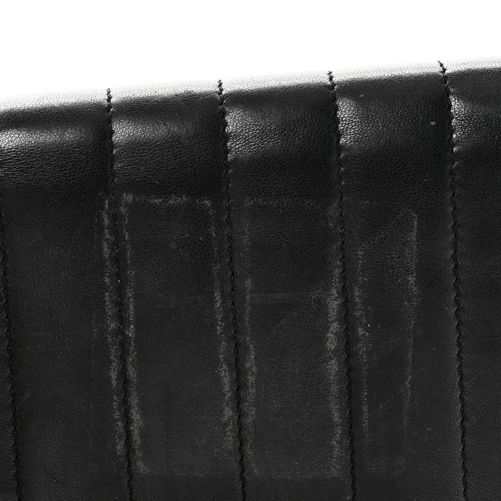 Lambskin Matelasse Monogram Vicky Tri-Fold Wallet Black
