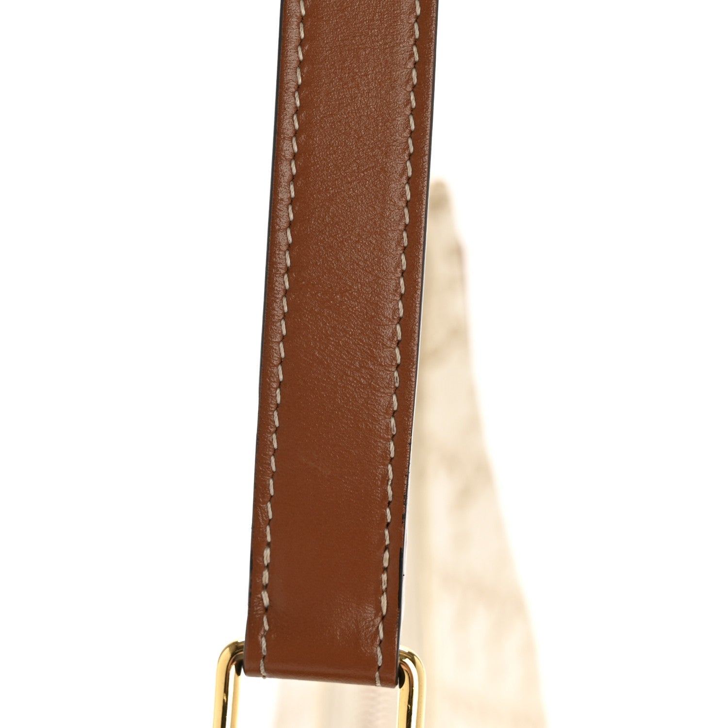 Canvas Calfskin Ava Triomphe Shoulder Bag White