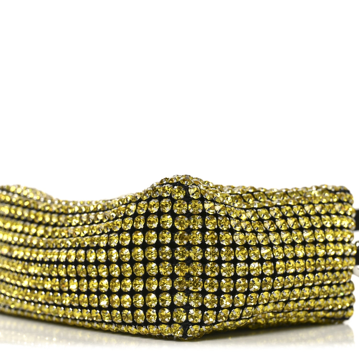 Mesh Crystal Rhinestone Mini Heiress Pouch Porcelain