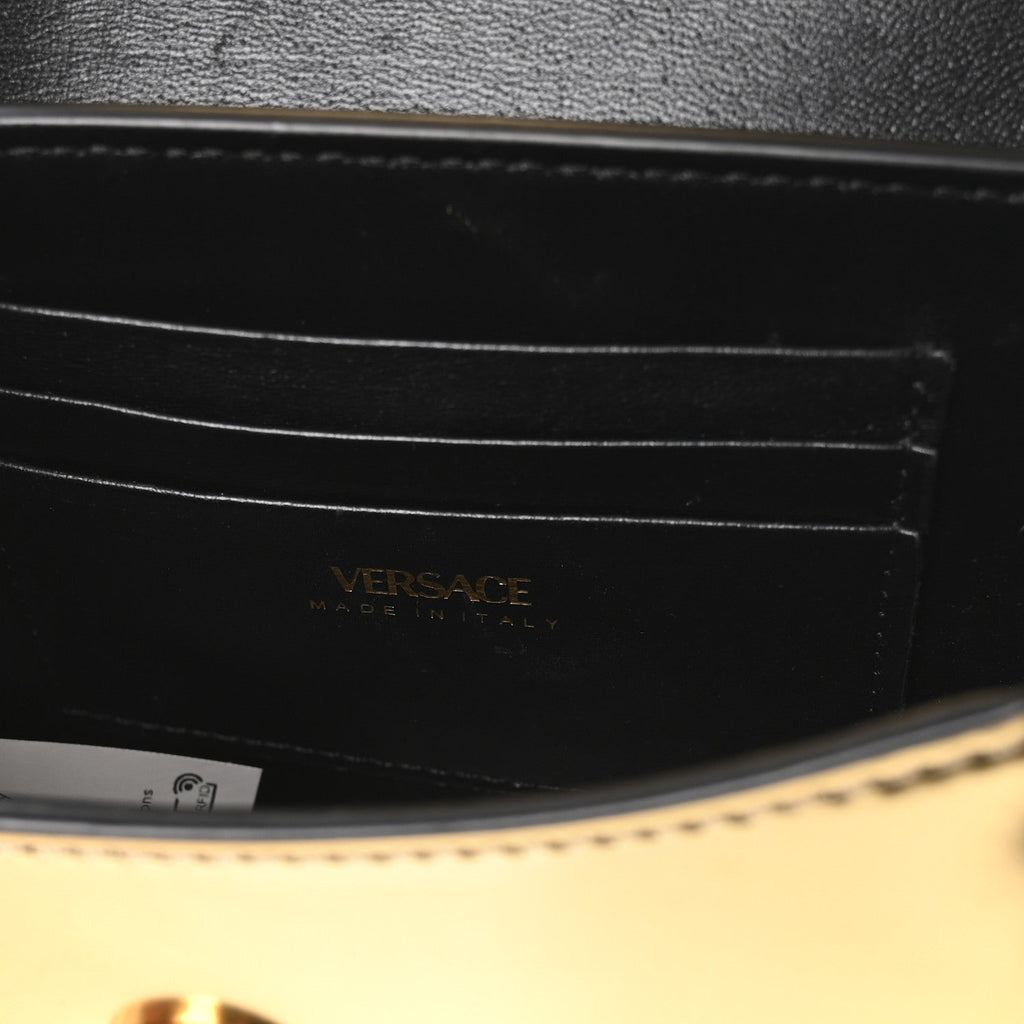 Metallic Calfskin Mini La Medusa Bag Gold
