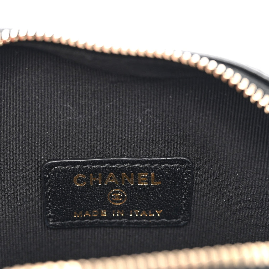 Lambskin Quilted CC In Love Heart Clutch With Chain Black