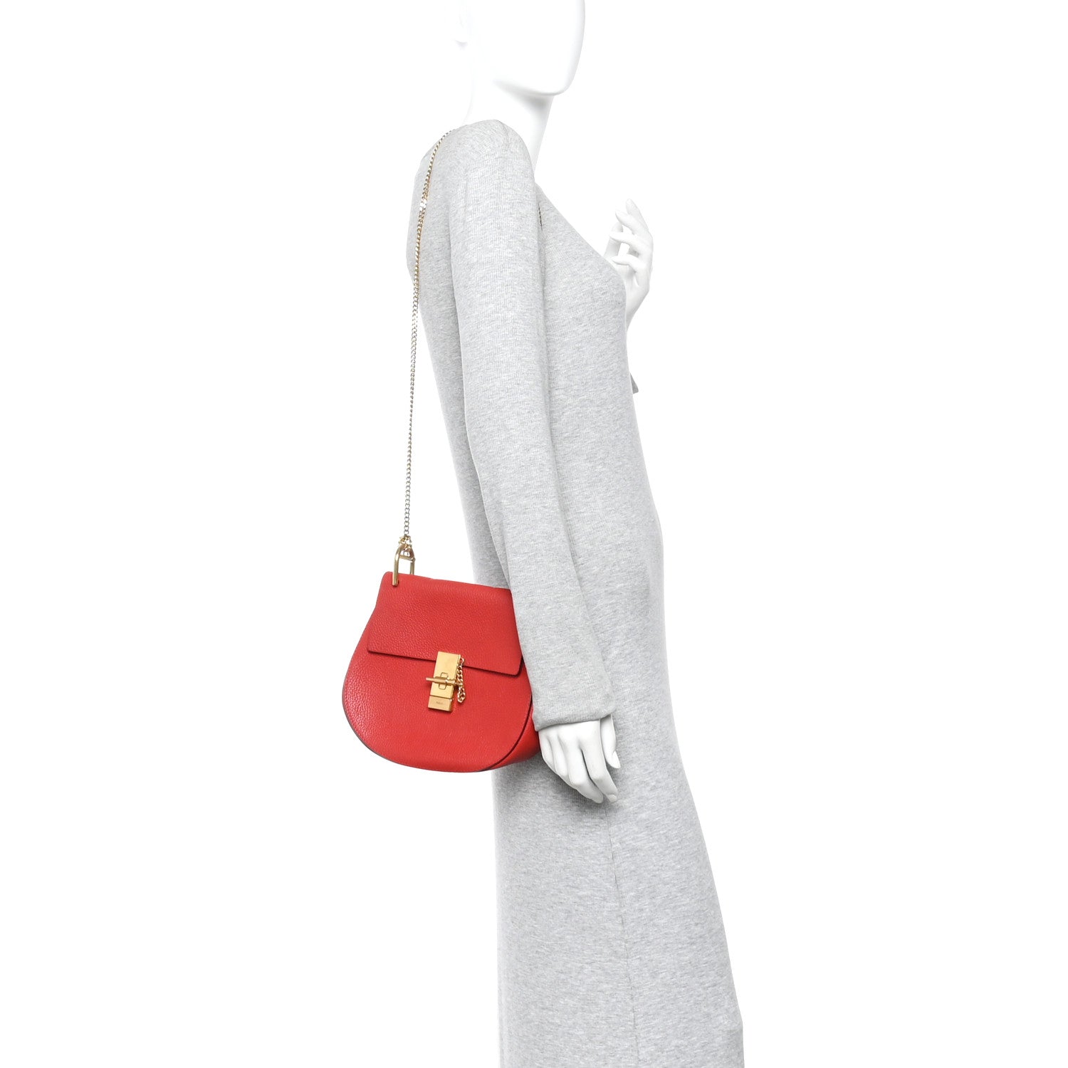 Grained Lambskin Drew Shoulder Bag Plaid Red