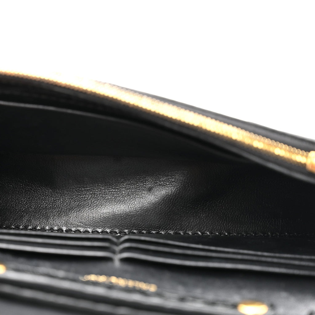 Shiny Calfskin Crocodile Embossed Hourglass Chain Bag Black