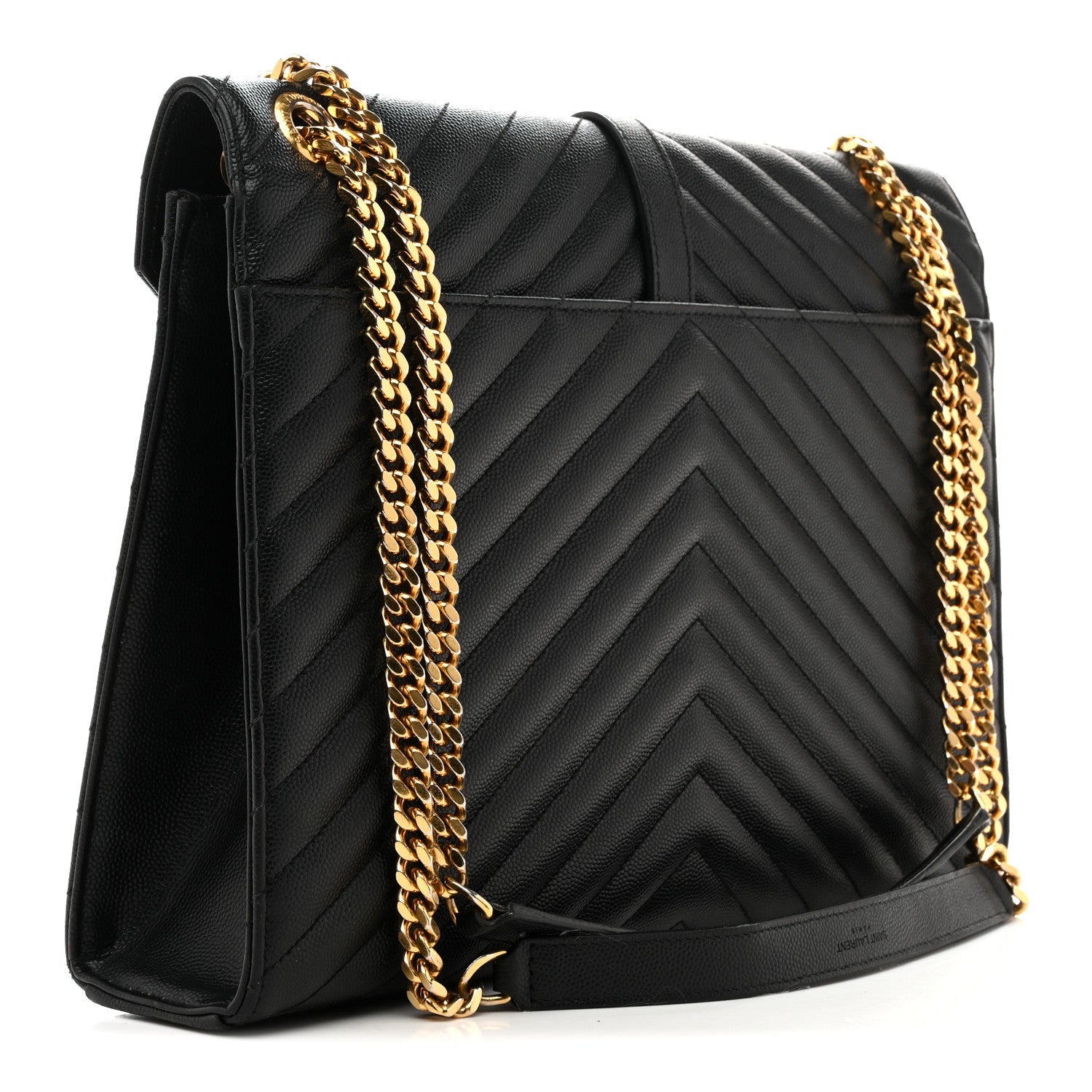 Grain De Poudre Matelasse Chevron Large Monogram Satchel Black
