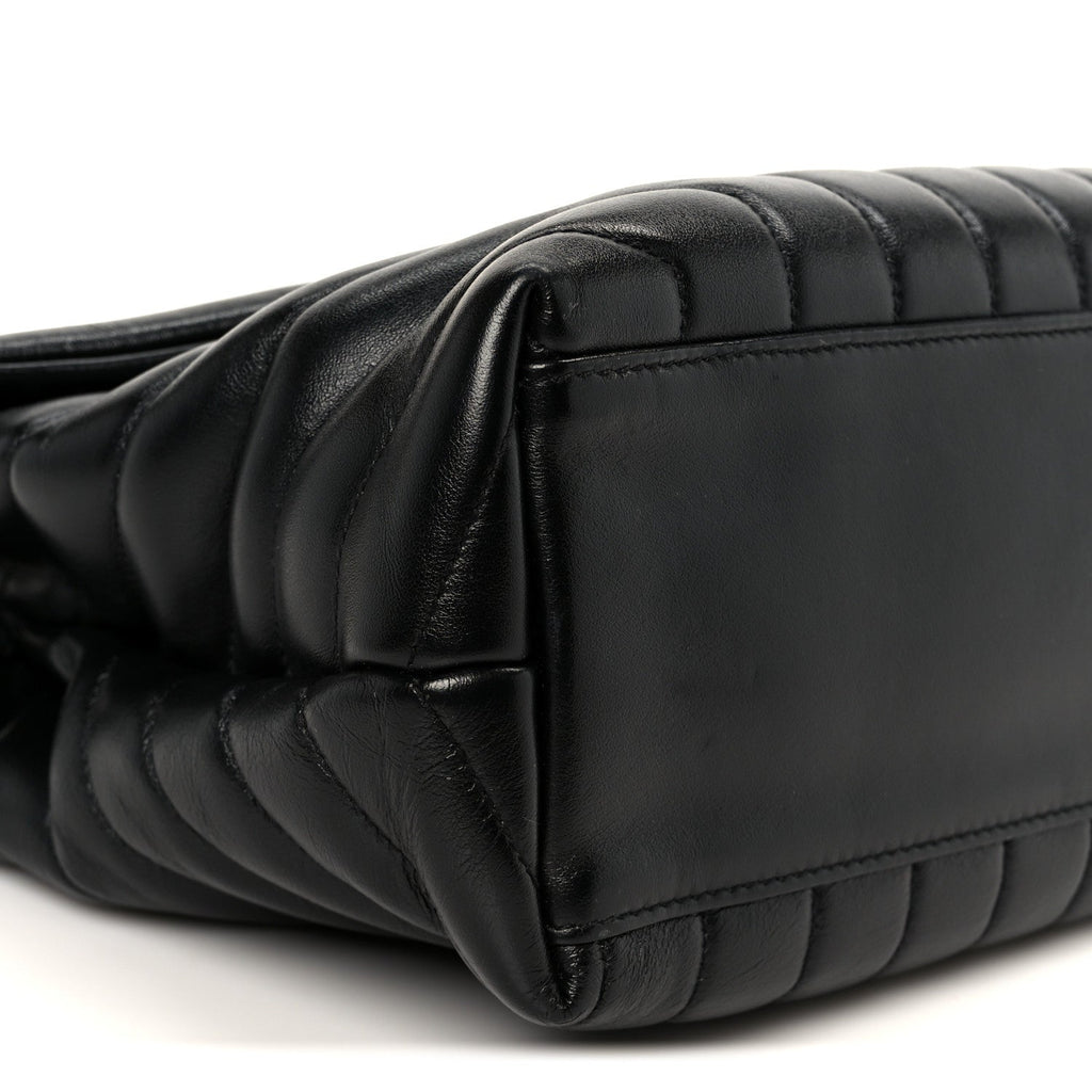 Calfskin Y Quilted Monogram Medium Loulou Chain Satchel Black