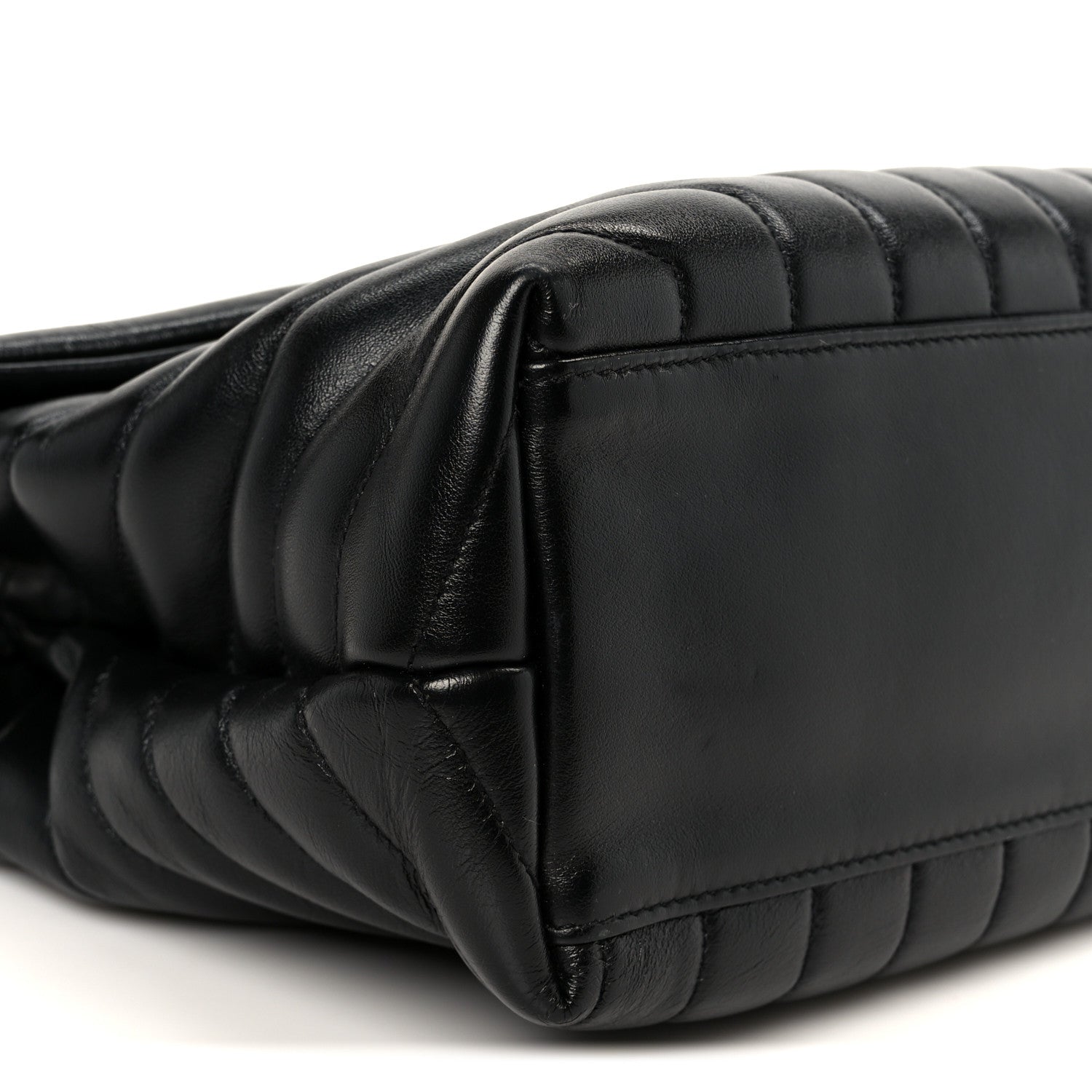 Calfskin Y Quilted Monogram Medium Loulou Chain Satchel Black