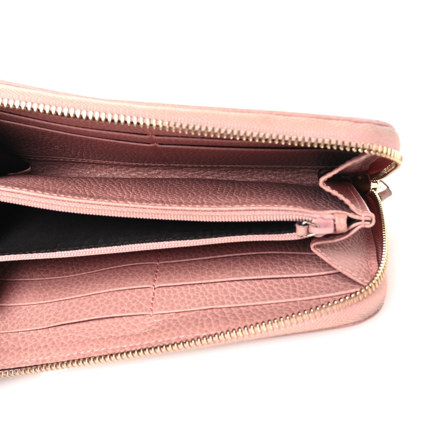 Monogram Dollar Calfskin Zip Around Wallet Beige Ebony Soft Pink