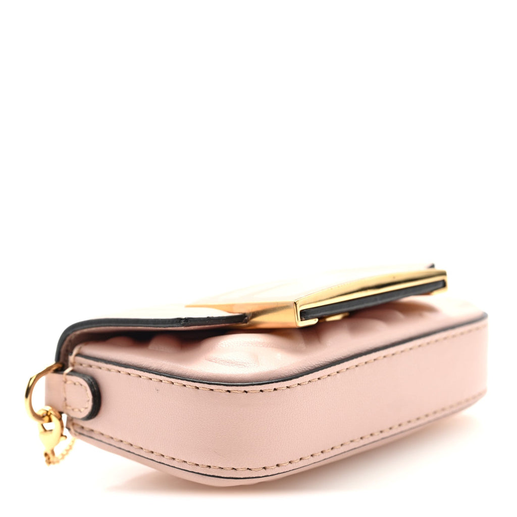 Nappa Matisse FF Embossed Nano Maxi Buckle Baguette Charm Rosa Quarzo