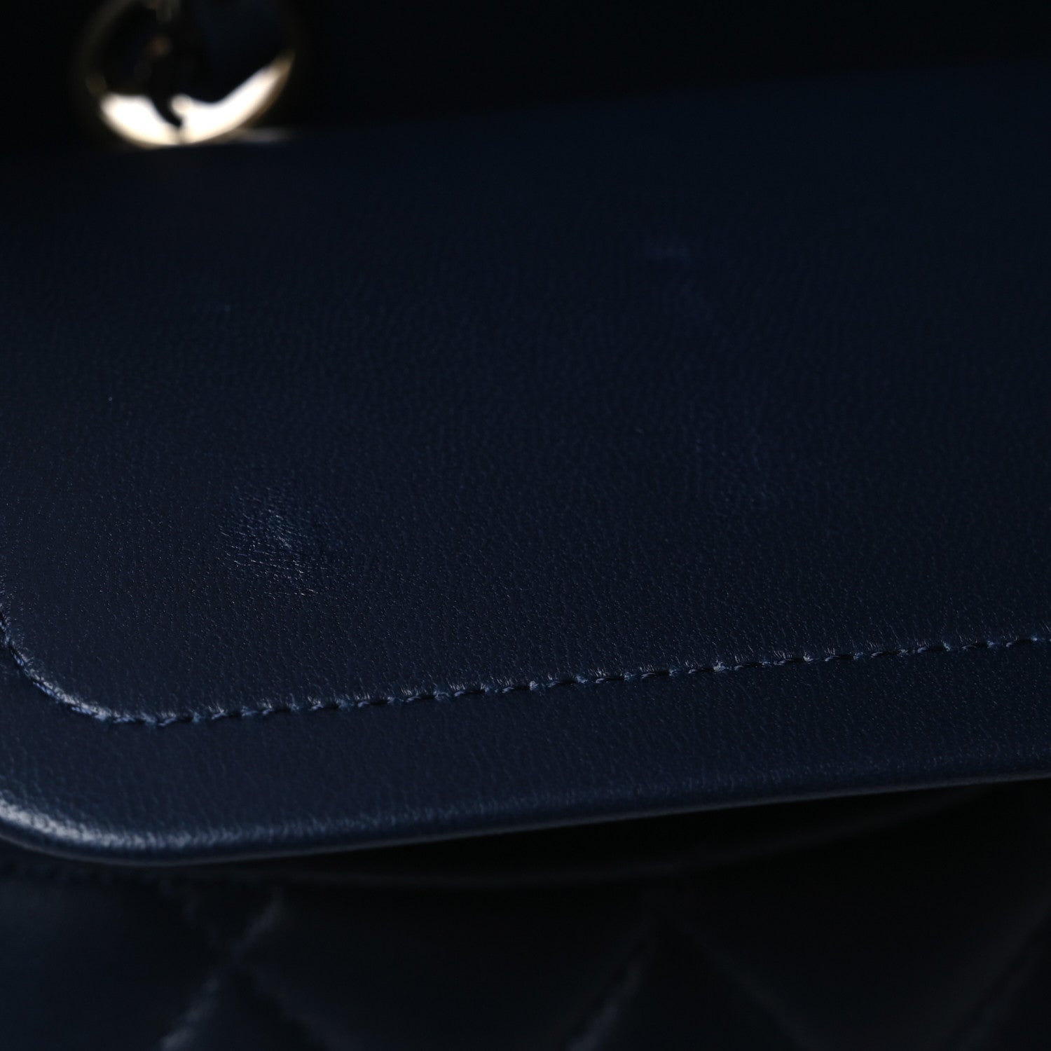 Lambskin Quilted Medium Double Flap Navy
