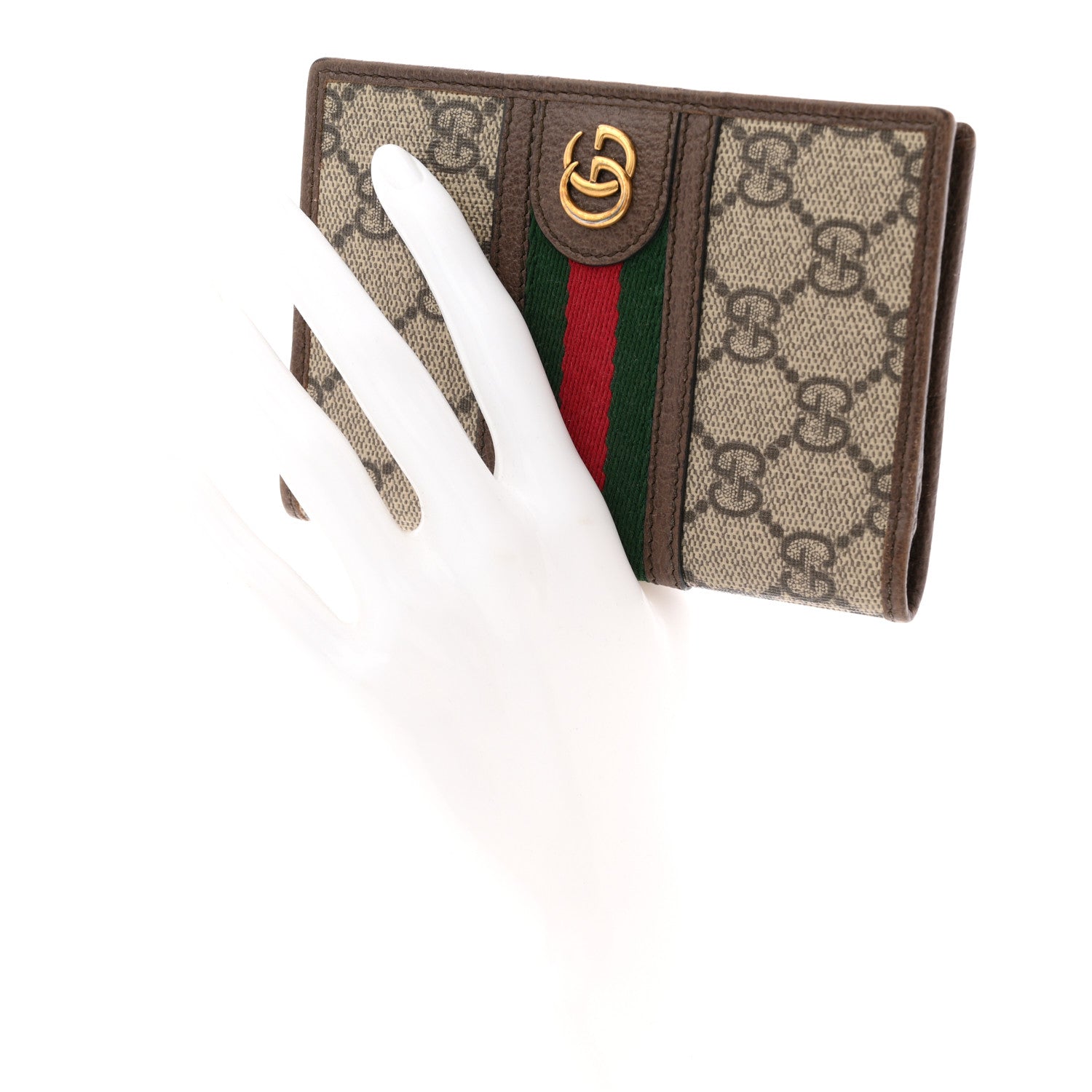 GG Supreme Monogram Web Ophidia Passport Case Beige New Acero