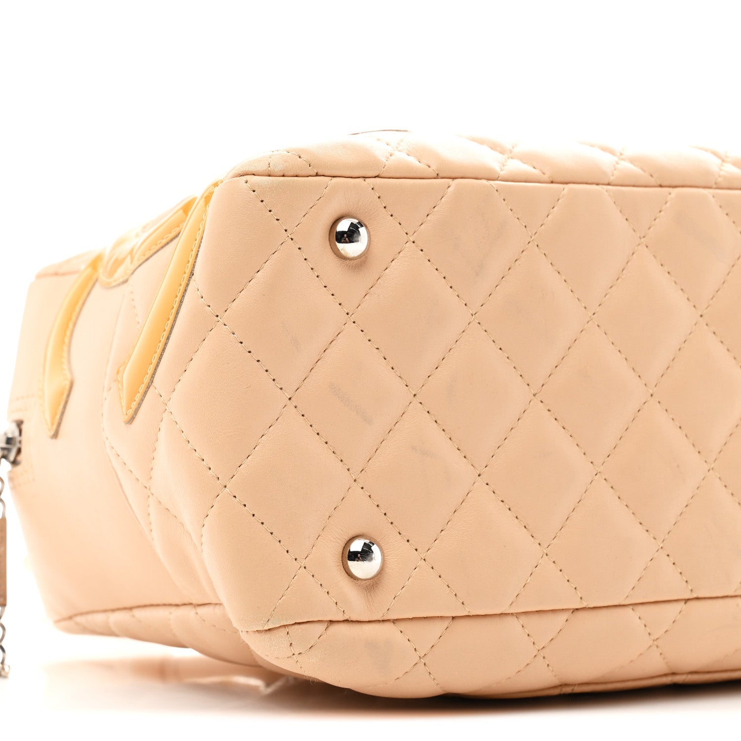 Calfskin Quilted Cambon Quilted Large Bowler Beige