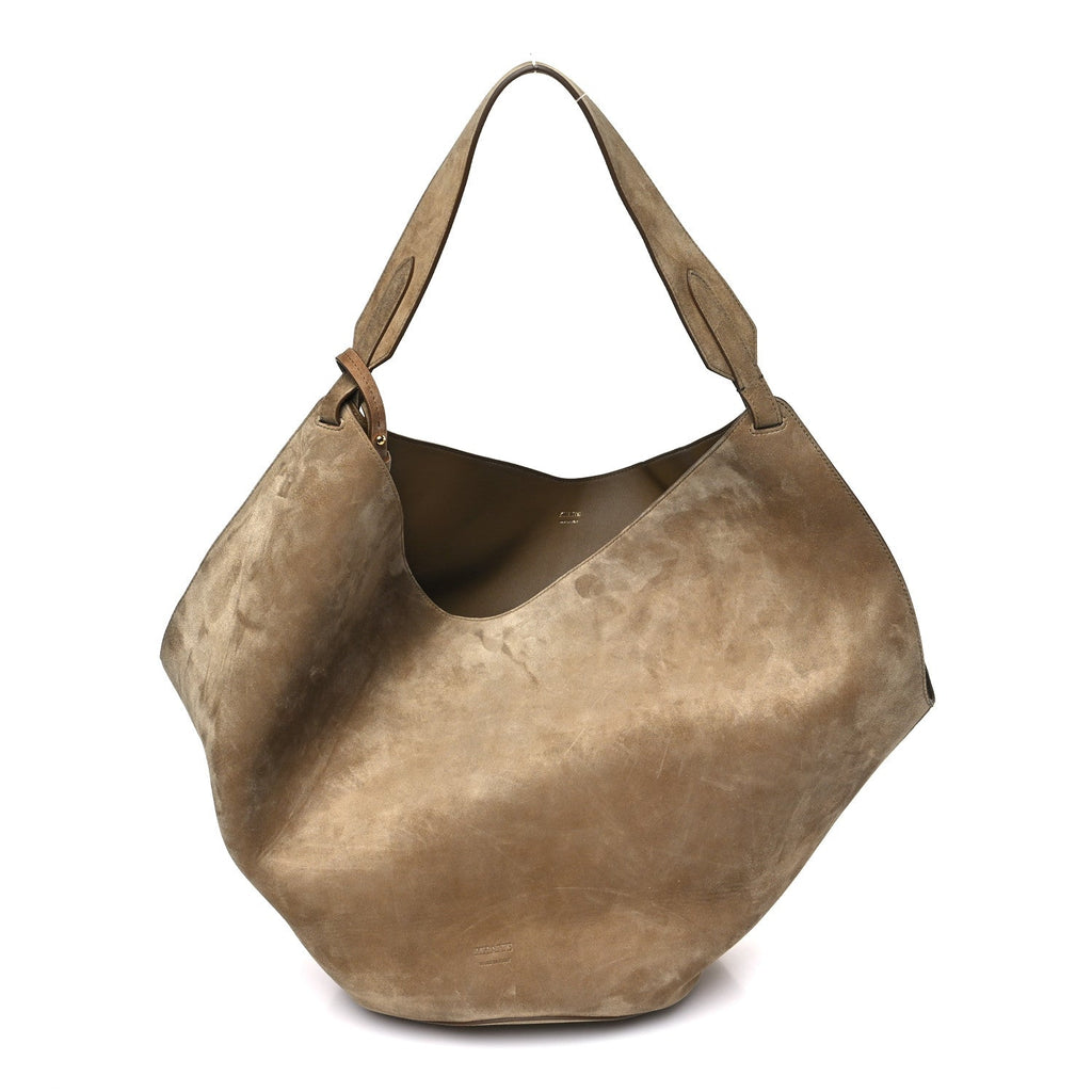 Suede Calfskin Medium Lotus Tote Mud