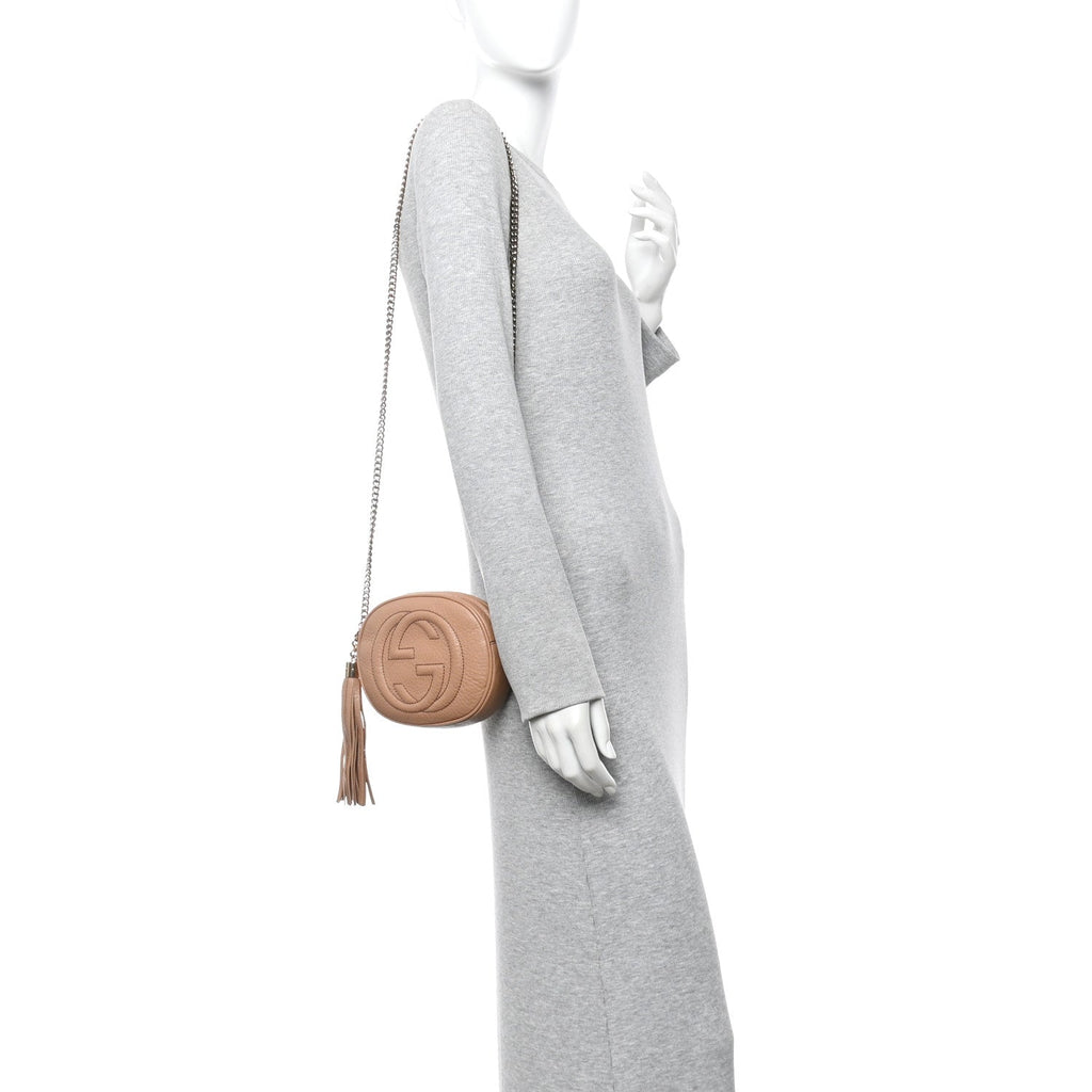 Pebbled Calfskin Mini Soho Chain Bag Camelia