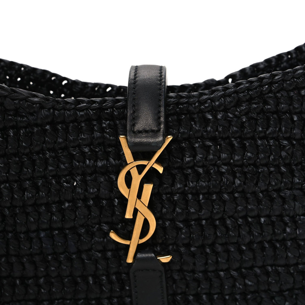 Raffia Calfskin Le 5 A 7 Mini Hobo Black