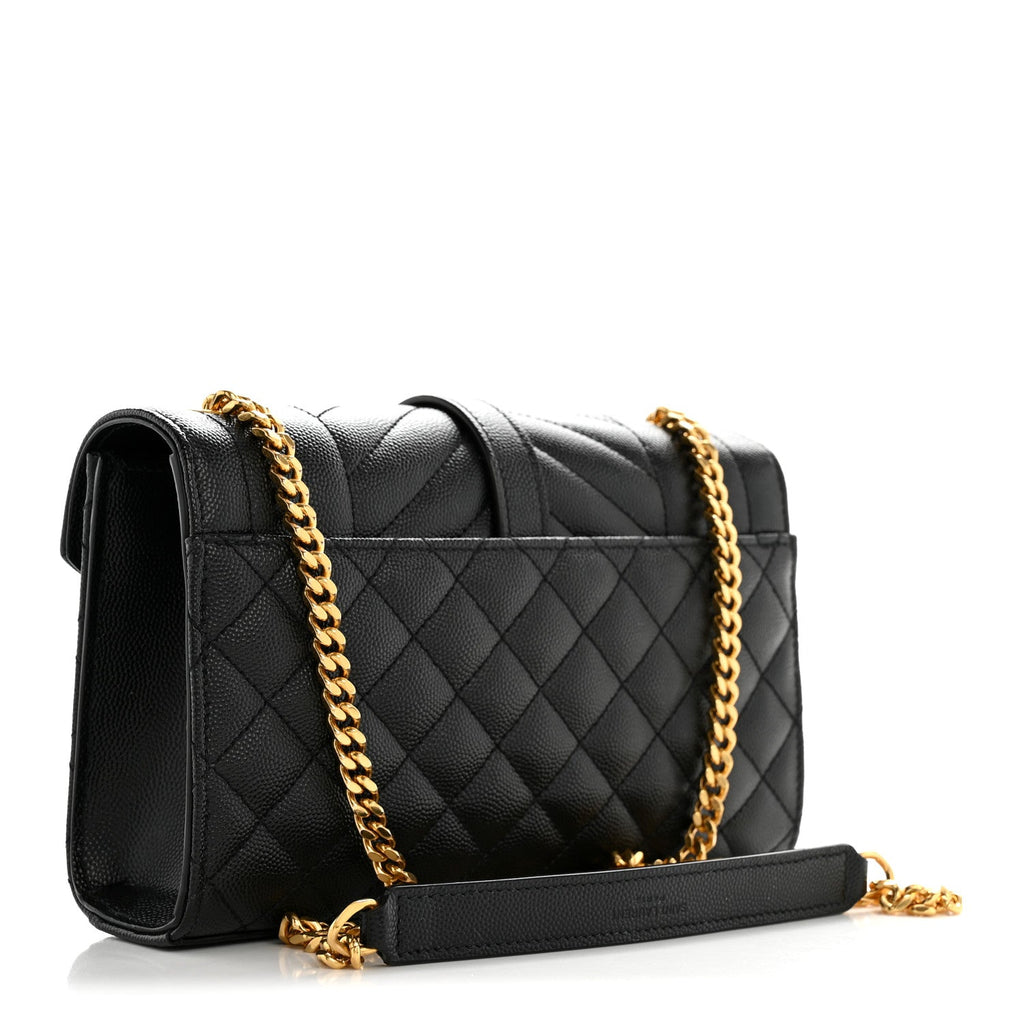Grain De Poudre Textured Mixed Matelasse Triquilt Small Monogram Satchel Black
