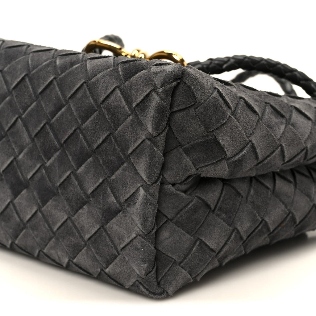 Suede Intrecciato Small Andiamo Shoulder Bag Graphite