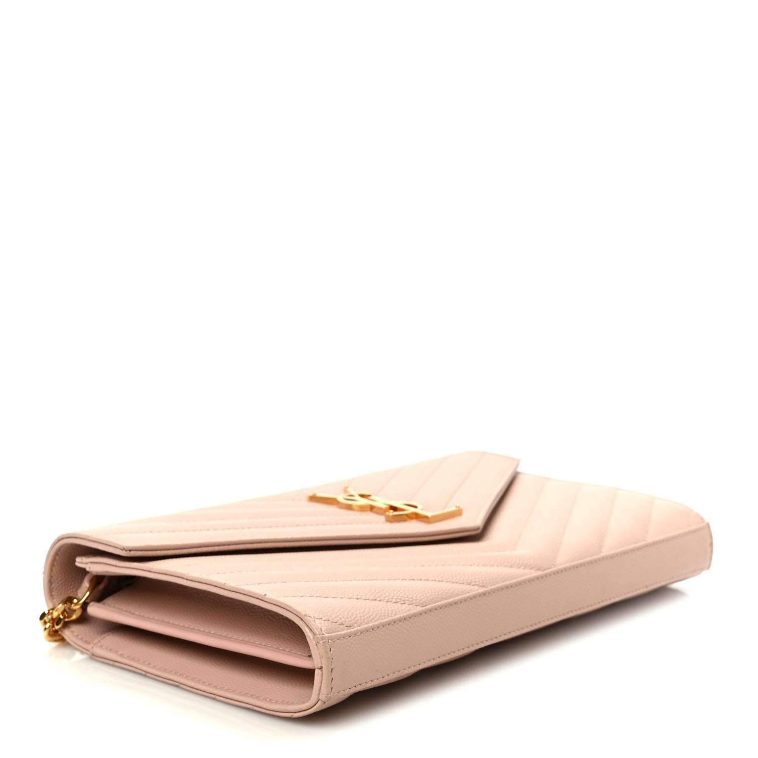 Grain De Poudre Matelasse Chevron Monogram Chain Wallet Pale Pink