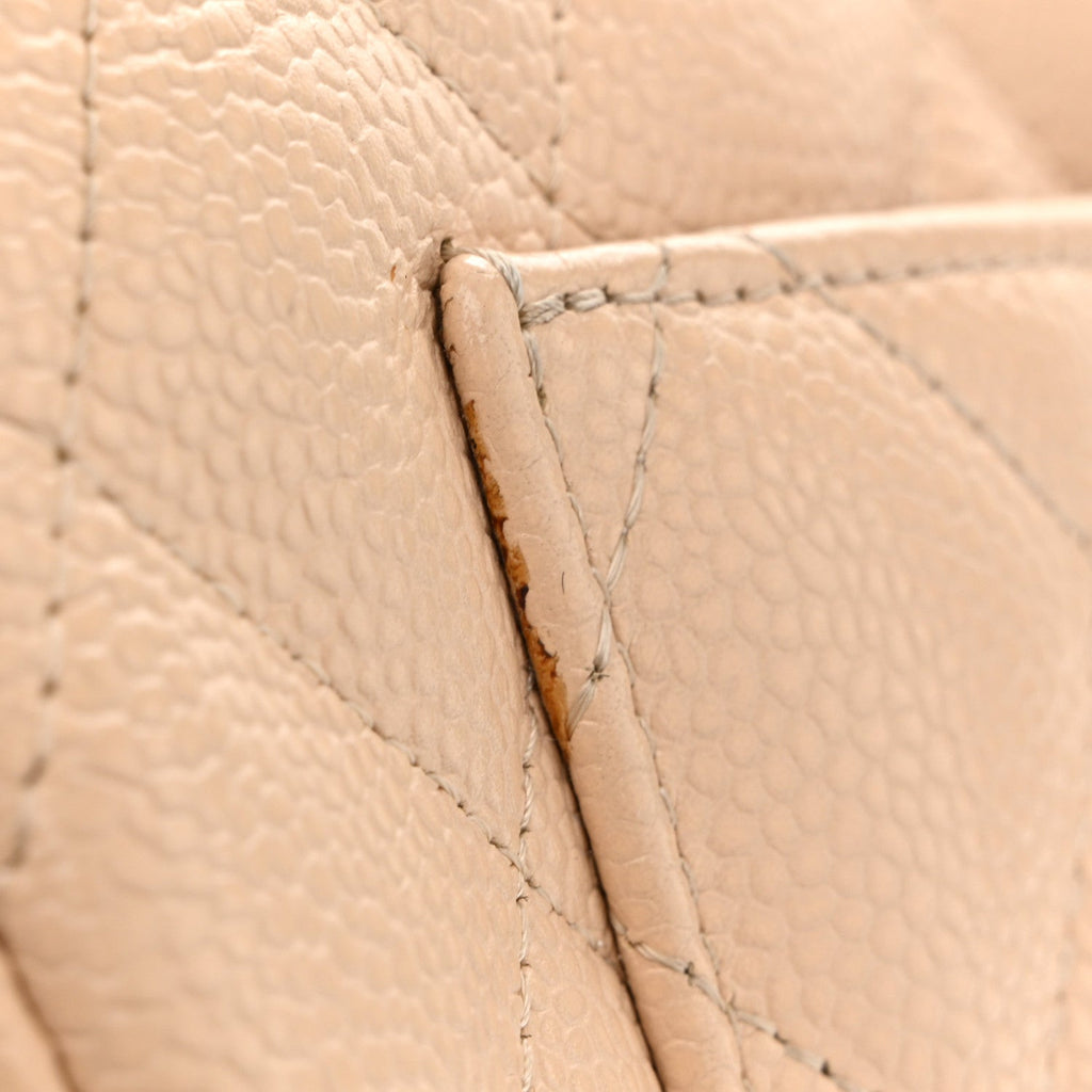 Caviar Quilted Jumbo Single Flap Beige Clair
