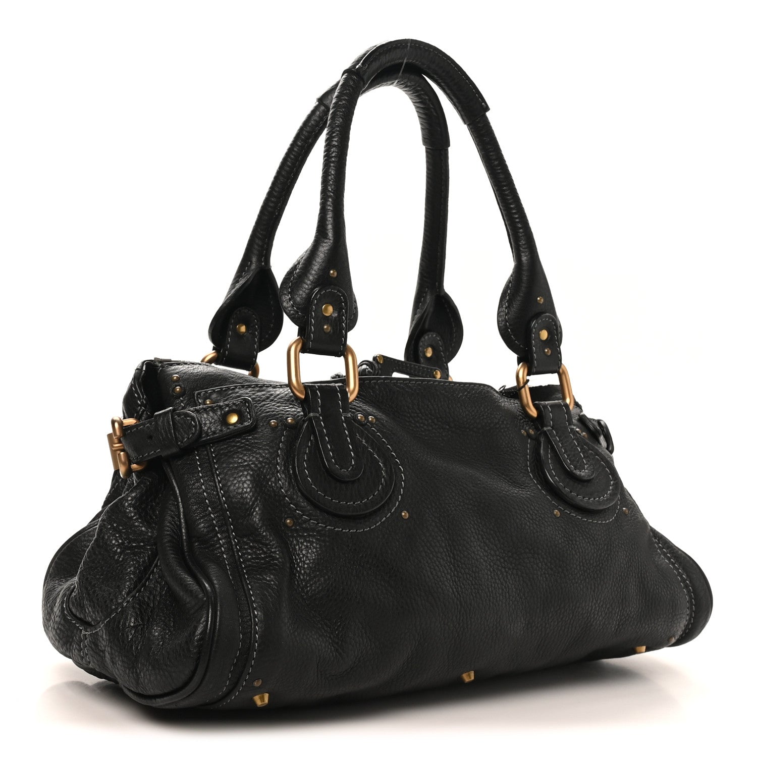 Calfskin Medium Paddington Satchel Black