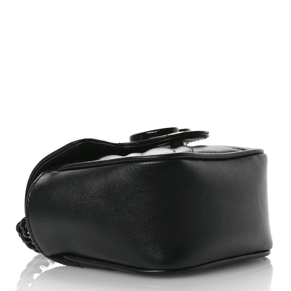 Calfskin Matelasse Monochrome GG Marmont Chain Mini Belt Bag Black