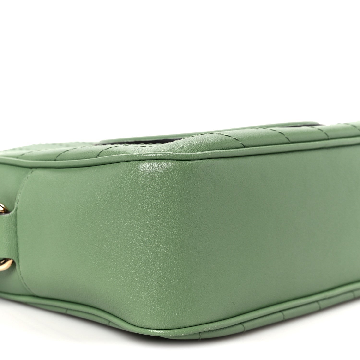 Sakai Be Green Calfskin Diagonal Stitched Small Blondie Shoulder Bag Green Soil Grass