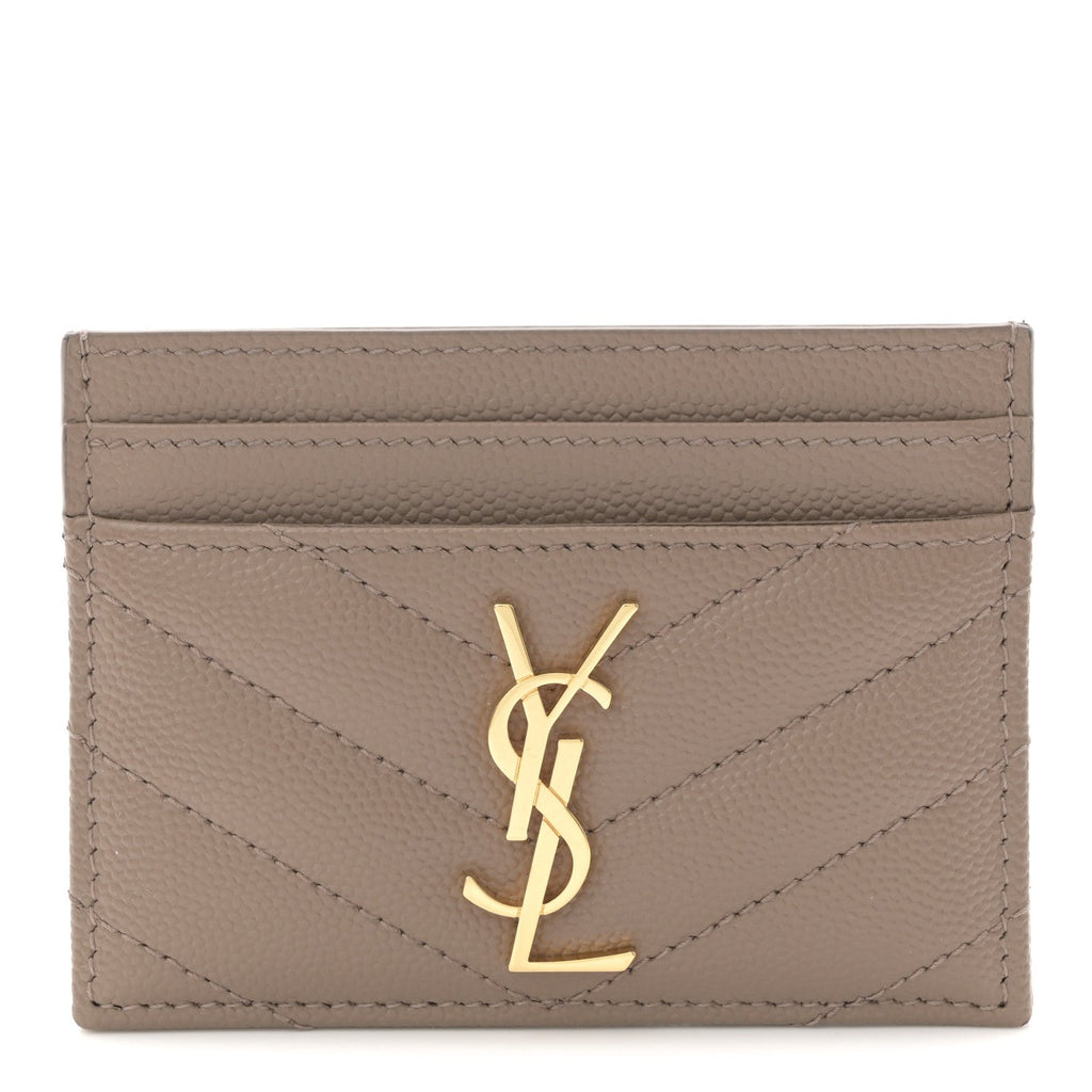 Grain De Poudre Matelasse Chevron Monogram Credit  Case Taupe