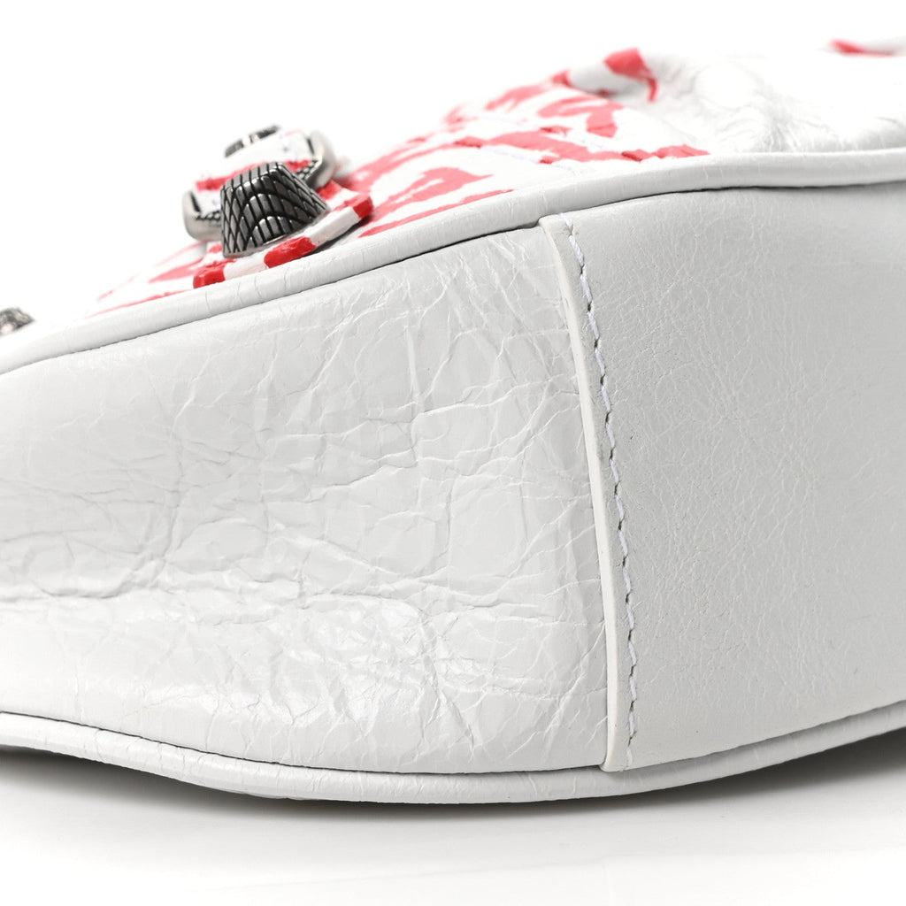 Agneau Arena Lunar New Year Graffiti Logo Le Cagole Shoulder Bag XS Optic White
