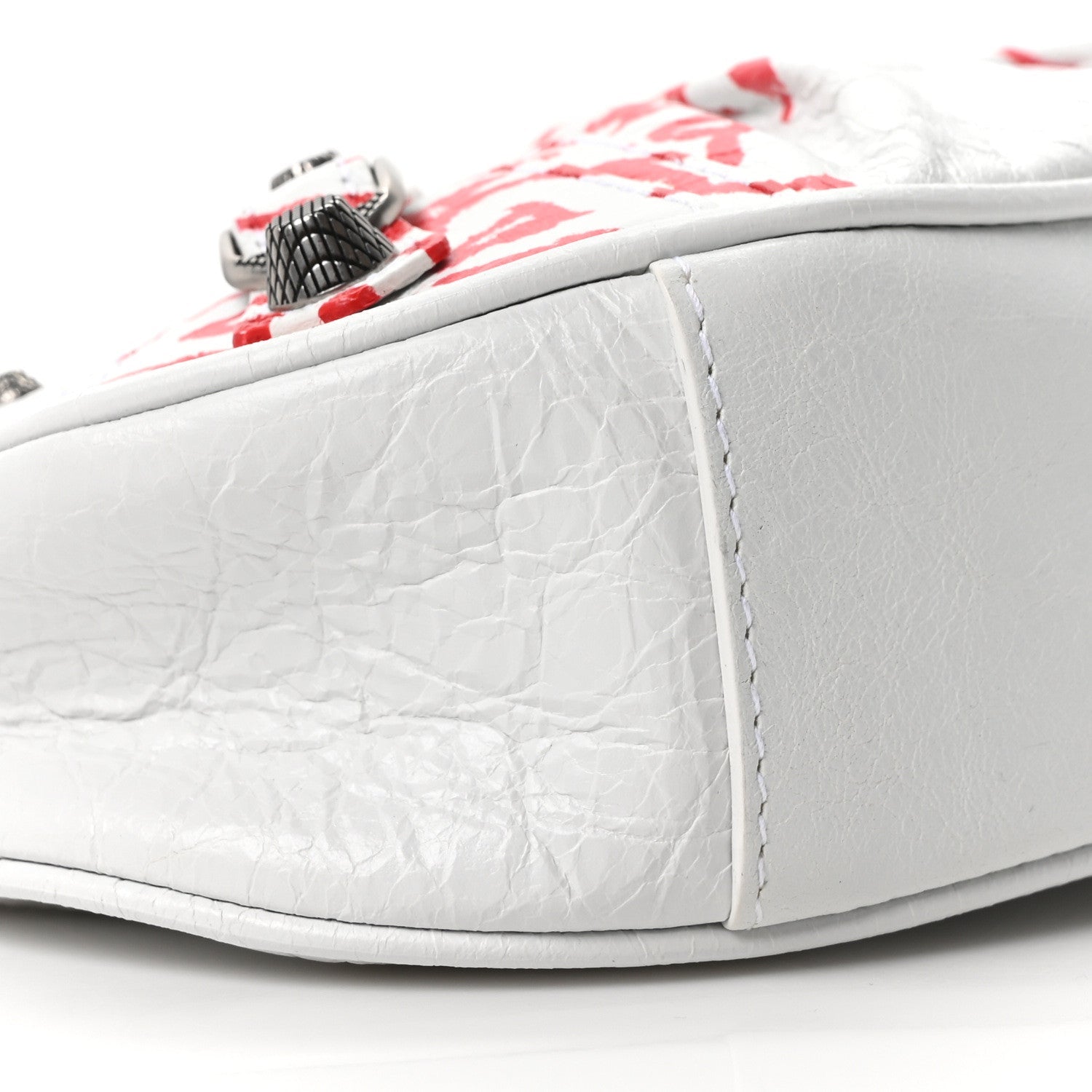 Agneau Arena Lunar New Year Graffiti Logo Le Cagole Shoulder Bag XS Optic White