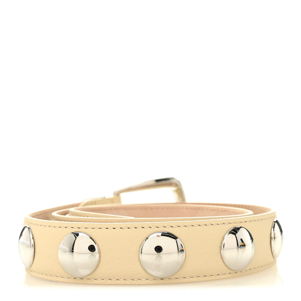 Calfskin Studded Benny Belt 80 32 Dark Ivory