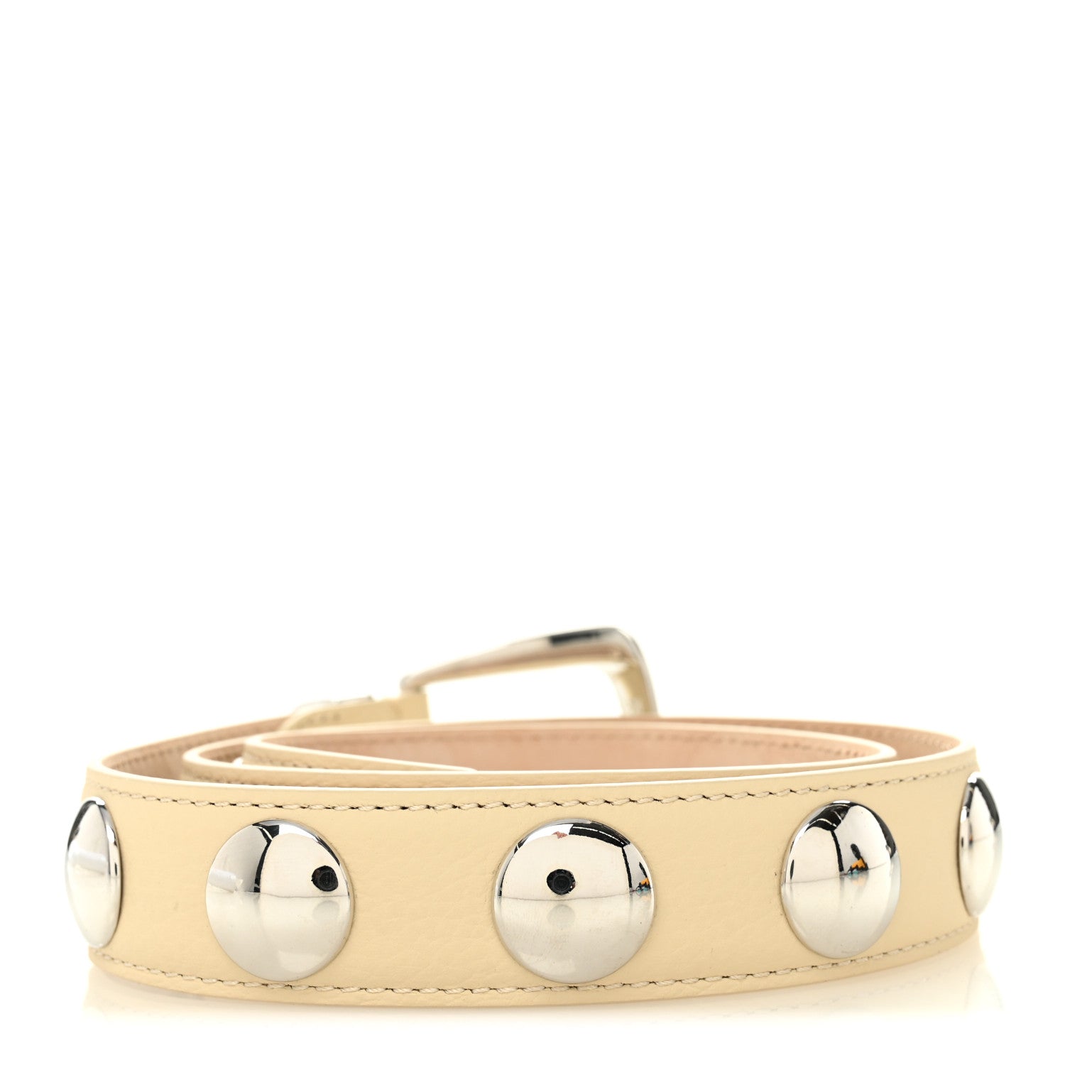 Calfskin Studded Benny Belt 80 32 Dark Ivory