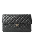 Caviar Quilted Flap Clutch Dark Grey