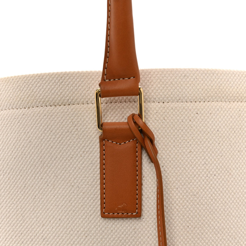 Canvas Calfskin Horizontal Cabas Natural Tan