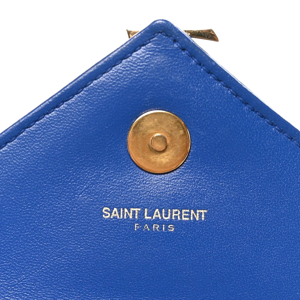 Sheepskin Matelasse Chevron Monogram Classic Baby Chain Bag Blue Majorelle