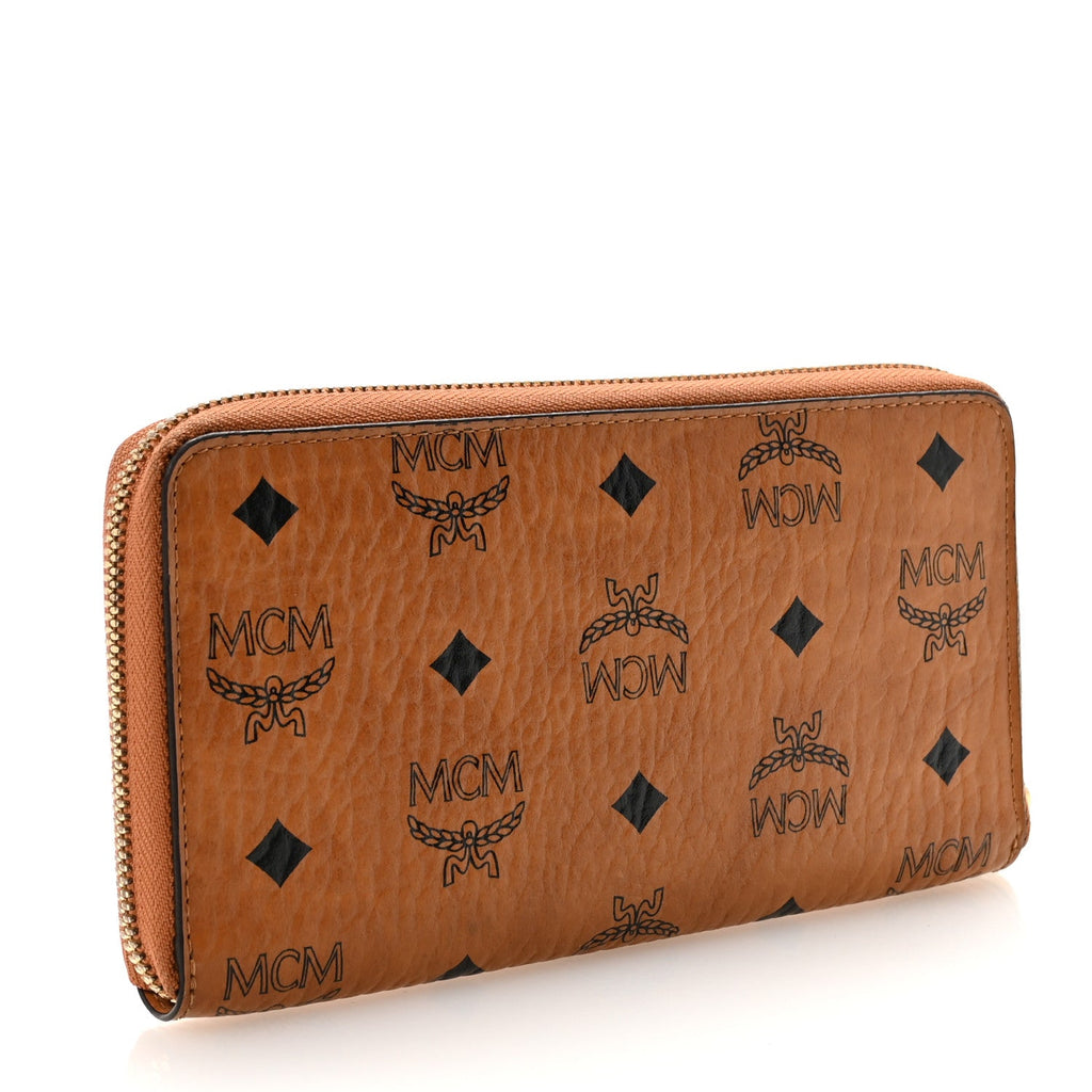 Visetos Studded Crystal Zip Around Wallet Cognac