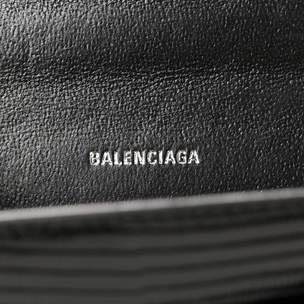 Patent Calfskin Lizard Embossed XS Sharp Top Handle Bag Black